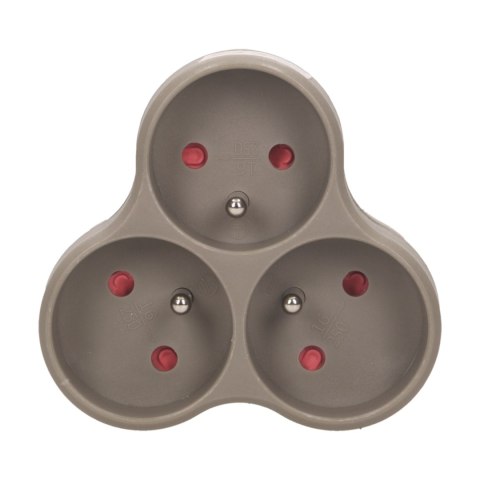 Rozgałęźnik 3x2P+Z, szary