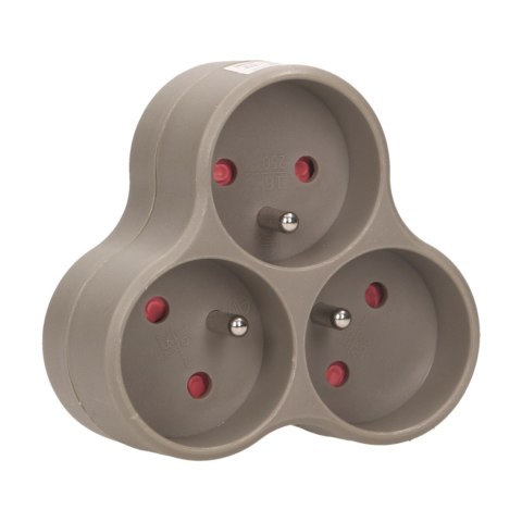 Rozgałęźnik 3x2P+Z, szary