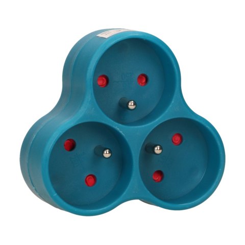 Rozgałęźnik 3x2P+Z, turkusowy