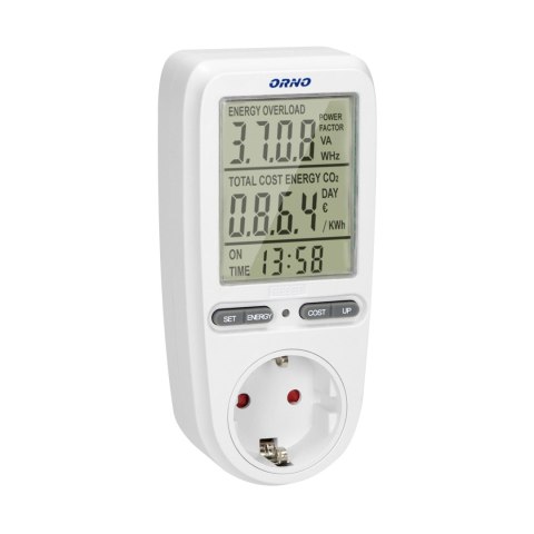 Watomierz, kalkulator energii z wyświetlaczem LCD, wersja schuko