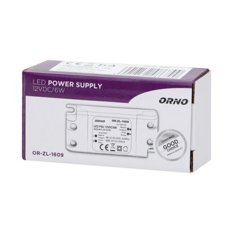 Zasilacz do LED 12VDC 6W, IP20