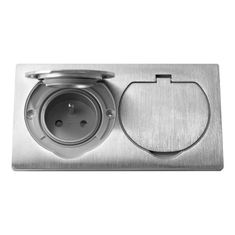 Hermetyczne gniazdo elektryczne podwójne, IP55 stal nierdzewna