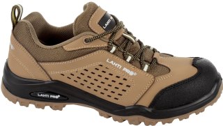 Półbuty nubukowe z otworami beż.-czar., s1 fo, "46",ce,lahti