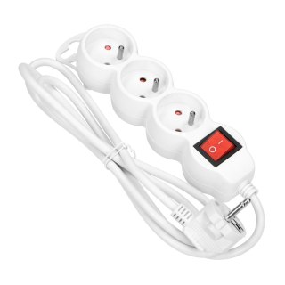 Przedłużacz 3-krotny 2P+Z, z wyłącznikiem, 5m H05VV-F 3x1,0mm?, Imax=10A, biały