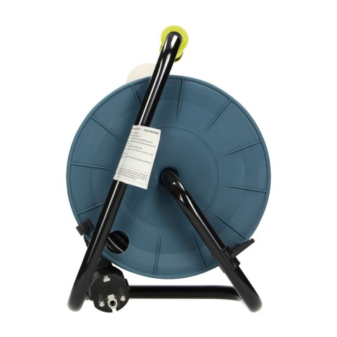 Przedłużacz bębnowy MINI, 4 gniazda 2P+Z, metalowy stojak, polwinit H05VV-F 3x1mm? , długość 15m, limonkowy, wersja schuko