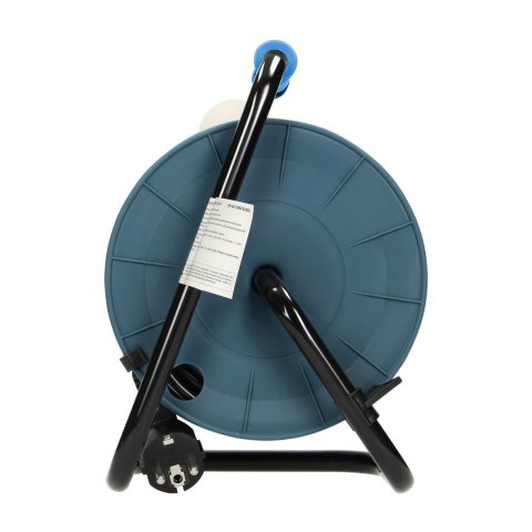 Przedłużacz bębnowy MINI, 4 gniazda 2P+Z, metalowy stojak, polwinit H05VV-F 3x1mm? , długość 15m, turkusowy, wersja schuko