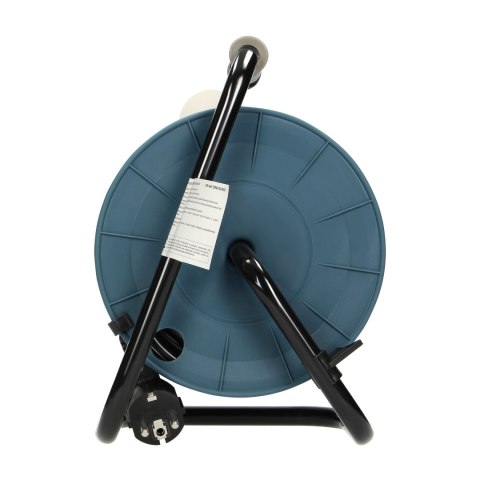 Przedłużacz bębnowy MINI, 4 gniazda 2P+Z, metalowy stojak, polwinit H05VV-F 3x1mm? , długość15m, szary, wersja schuko