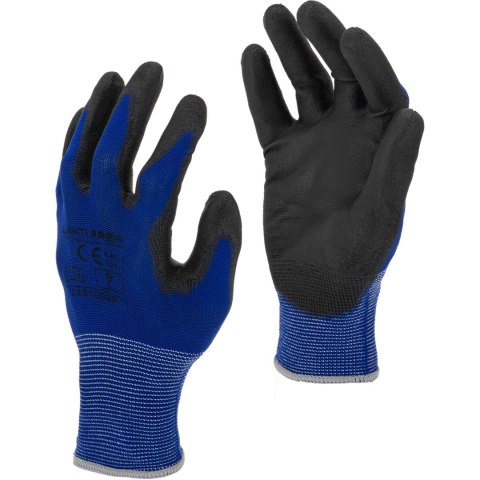 Rękawice pu niebiesko-czarne l231007p, karta, "7", ce, lahti