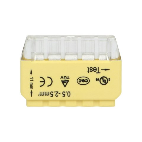 Złączka instalacyjna wciskana 5-przewodowa; na drut 0,75-2,5mm?; IEC 300V/24A; 10 szt.