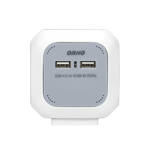 Przedłużacz 4 krotny 2P+Z (schuko), ładowarka 2xUSB, 1,4m H05VV-F 3x1,5mm?, szaro-biały