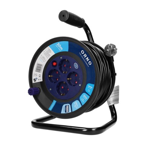 Przedłużacz bębnowy, 4 gniazda 2P+Z (schuko), kabel PVC H05VV-F 3x1.5mm?, długość - 30m, Termik, Przesłony torów prądowych. Przedłużacz bębnowy, 4 gniazda 2P+Z (schuko), kabel PVC H05VV-F 3x1.5mm?, długość - 30m, Termik, Przesłony torów prądowych.