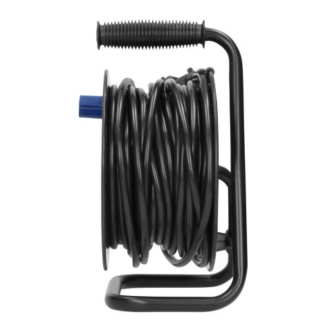 Przedłużacz bębnowy MINI, 4 gniazda 2P+Z (schuko), metalowy stojak, polwinit H05VV-F 3x1mm? - 15m