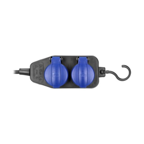 Przedłużacz warsztatowy bryzgoszczelny IP44, 4 gniazda (2+2) 2P+Z (schuko) IP44, przewód gumowy, H05RR-F 3x1,5, długość 10m