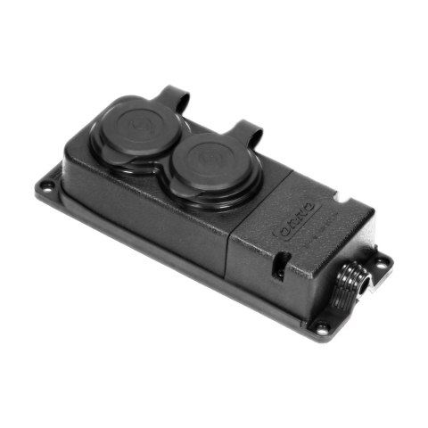 Rozgałęźnik bryzgoszczelny i odporny na uderzenia, IP44, 2 gniazda 2P+Z, 16A, 230V AC, gumowy, uniepalniony, wersja schuko