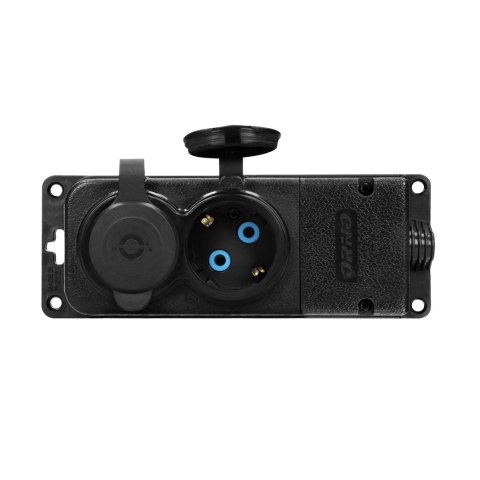 Rozgałęźnik bryzgoszczelny i odporny na uderzenia, IP44, 2 gniazda 2P+Z, 16A, 230V AC, gumowy, uniepalniony, wersja schuko