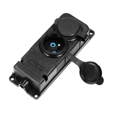 Rozgałęźnik bryzgoszczelny i odporny na uderzenia, IP44, 2 gniazda 2P+Z, 16A, 230V AC, gumowy, uniepalniony