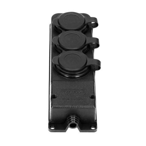 Rozgałęźnik bryzgoszczelny i odporny na uderzenia, IP44, 3 gniazda 2P+Z, 16A, 230V AC, gumowy, uniepalniony, wersja schuko