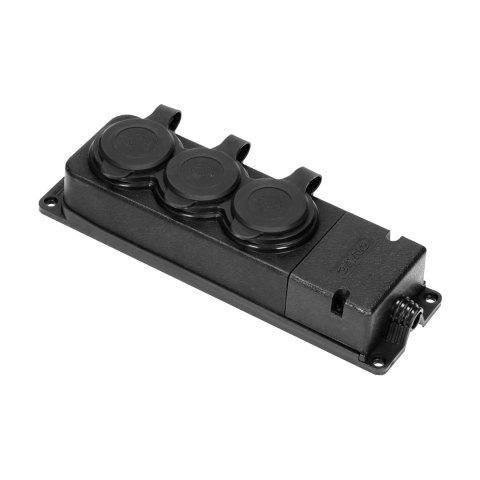 Rozgałęźnik bryzgoszczelny i odporny na uderzenia, IP44, 3 gniazda 2P+Z, 16A, 230V AC, gumowy, uniepalniony, wersja schuko