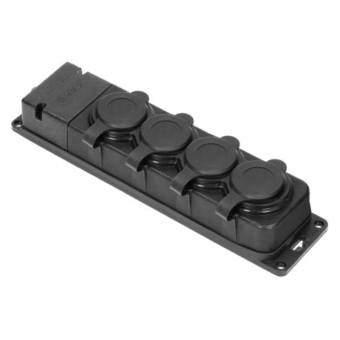 Rozgałęźnik bryzgoszczelny i odporny na uderzenia, IP44, 4 gniazda 2P+Z, 16A, 230V AC, gumowy, uniepalniony, wersja schuko