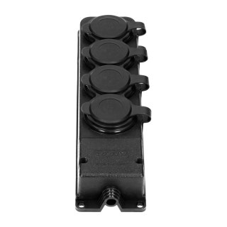 Rozgałęźnik bryzgoszczelny i odporny na uderzenia, IP44, 4 gniazda 2P+Z, 16A, 230V AC, gumowy, uniepalniony