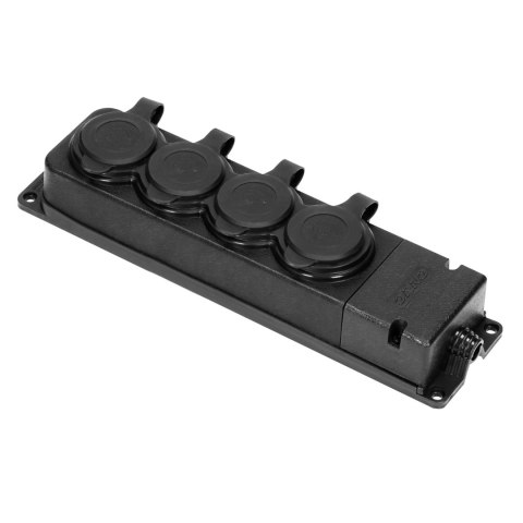 Rozgałęźnik bryzgoszczelny i odporny na uderzenia, IP44, 4 gniazda 2P+Z, 16A, 230V AC, gumowy, uniepalniony