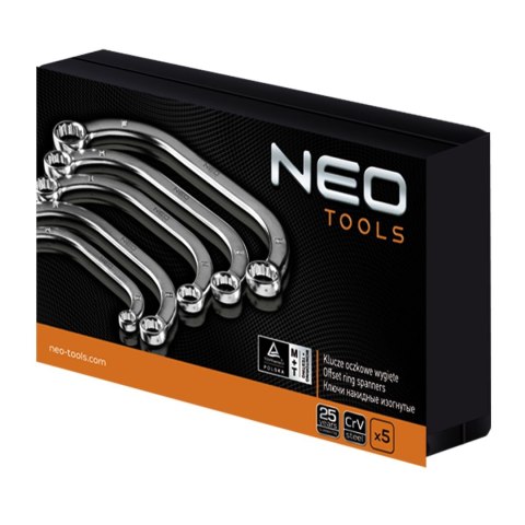 Klucze oczkowe wygięte 9-22 mm, zestaw 5 szt. Klucze oczkowe wygięte 9-22 mm, zestaw 5 szt.