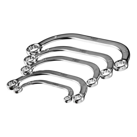 Klucze oczkowe wygięte 9-22 mm, zestaw 5 szt. Klucze oczkowe wygięte 9-22 mm, zestaw 5 szt.