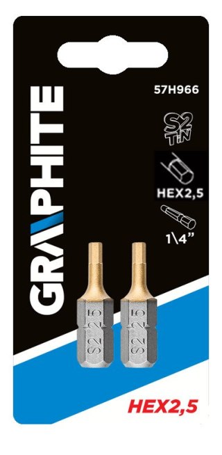 Końcówki wkrętakowe HEX2.5 x 25 mm, 2 szt.