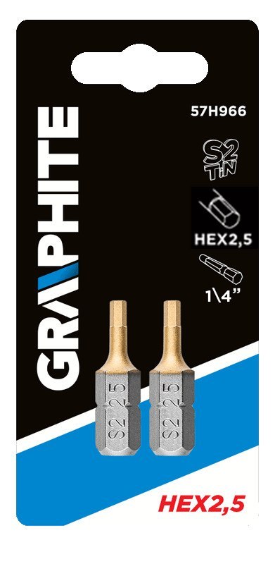 Końcówki wkrętakowe HEX2.5 x 25 mm, 2 szt.