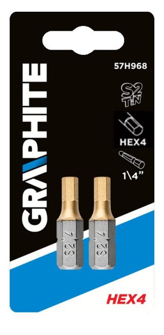 Końcówki wkrętakowe HEX4.0 x 25 mm, 2 szt.