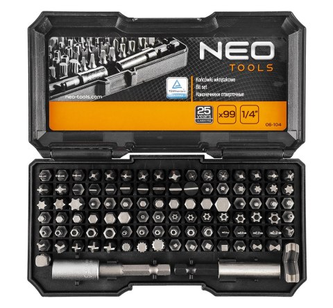 Końcówki wkrętakowe z uchwytem, zestaw 99 szt.