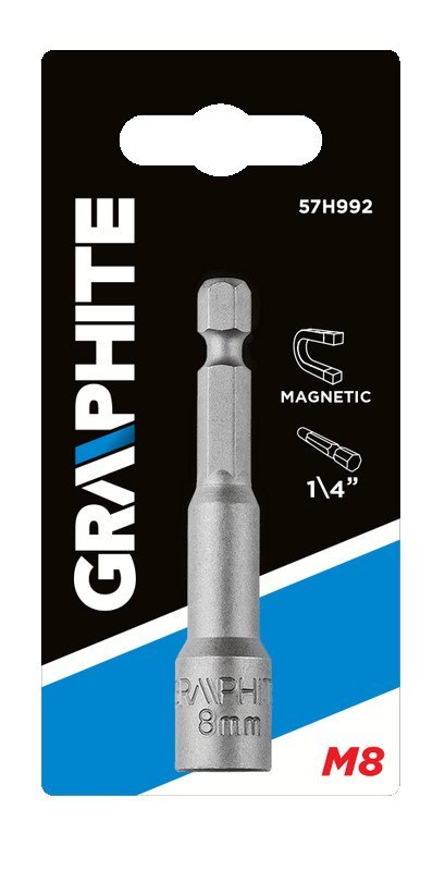 Nasadka magnetyczna 8 x 65 mm, trzpień 1/4"