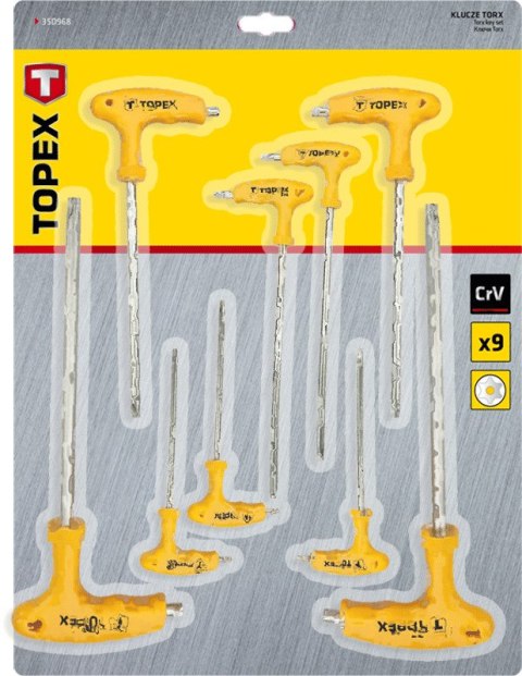 Klucze Torx typu "T" T10-T50, zestaw 9 szt. Klucze Torx typu "T" T10-T50, zestaw 9 szt.