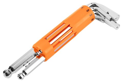 Klucze sześciokątne, długie, kuliste 2-10 mm, zestaw 8 szt. Klucze sześciokątne, długie, kuliste 2-10 mm, zestaw 8 szt.