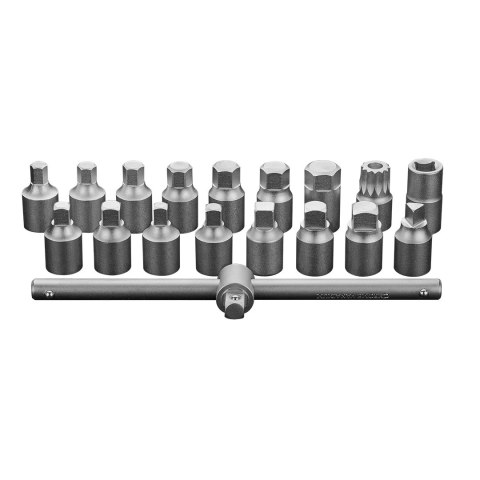 Klucze do spustu oleju 3/8", zestaw 18 szt. Klucze do spustu oleju 3/8", zestaw 18 szt.
