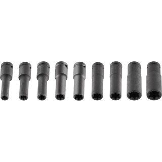 Nasadki udarowe 1/2", E10 - E24, zestaw 9 szt., CrMo