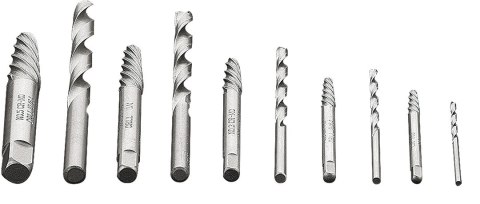 Wykrętaki do zerwanych śrub z wiertłami pilotującymi, zestaw 10 szt. Wykrętaki do zerwanych śrub z wiertłami pilotującymi, zestaw 10 szt.