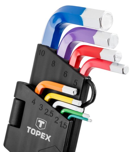 Klucze sześciokątne 1.5-10 mm, kolorowe, zestaw 9 szt. Klucze sześciokątne 1.5-10 mm, kolorowe, zestaw 9 szt.