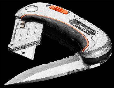 Nóż uniwersalny składany, ostrze trapezowe + nóż, nylonowe etui + 5 ostrzy