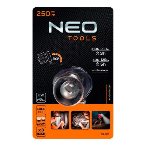 Latarka czołowa bateryjna 250 lm, zoom, CREE XPE, 3 x AAA Latarka czołowa bateryjna 250 lm, zoom, CREE XPE, 3 x AAA