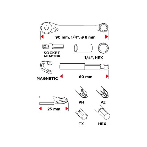 Zestaw bitów, 24 szt.