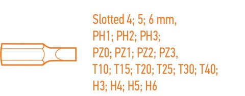 Zestaw wkrętaków i końcówek wkrętakowych, 37 szt. Zestaw wkrętaków i końcówek wkrętakowych, 37 szt.