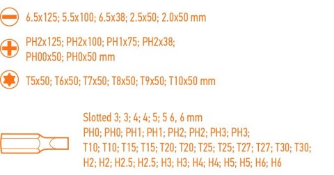 Zestaw wkrętaków i końcówek wkrętakowych, 58 szt. Zestaw wkrętaków i końcówek wkrętakowych, 58 szt.