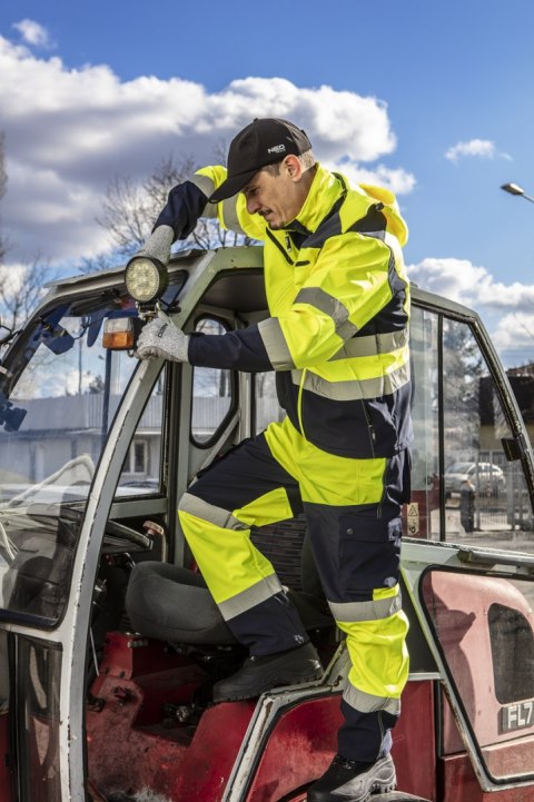 Kurtka robocza ostrzegawcza softshell z kapturem, żółta, rozmiar XL