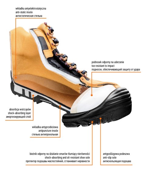 Trzewiki robocze S3L SR FO, bez metalu, rozmiar 43