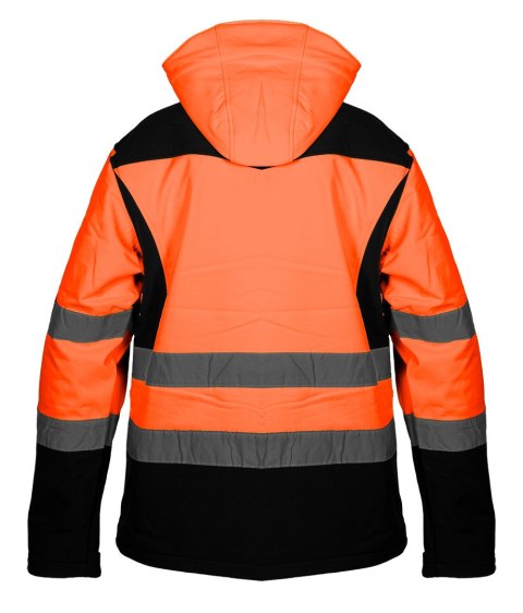 Kurtka robocza ostrzegawcza softshell z kapturem, pomarańczowa, rozmiar M