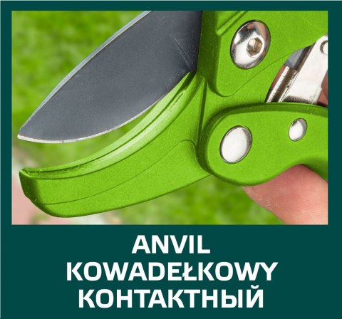 Sekator ogrodowy kowadełkowy z grzechotką, średnica cięcia 20 mm Sekator ogrodowy kowadełkowy z grzechotką, średnica cięcia 20 mm
