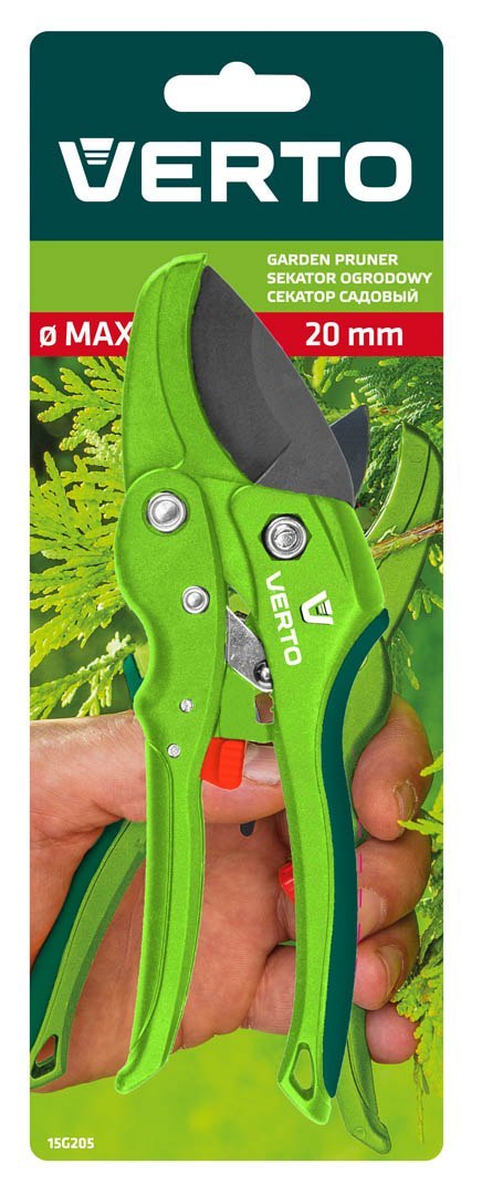 Sekator ogrodowy kowadełkowy z grzechotką, średnica cięcia 20 mm Sekator ogrodowy kowadełkowy z grzechotką, średnica cięcia 20 mm