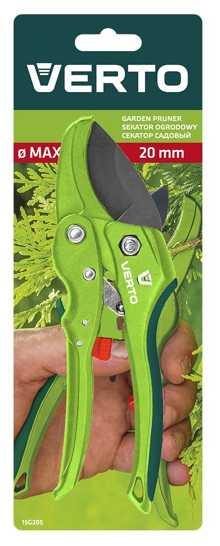 Sekator ogrodowy kowadełkowy z grzechotką, średnica cięcia 20 mm Sekator ogrodowy kowadełkowy z grzechotką, średnica cięcia 20 mm