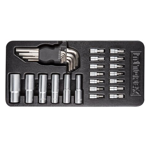 Zestaw bitów, nasadek i imbusów 29 szt., wkładka Zestaw bitów, nasadek i imbusów 29 szt., wkładka